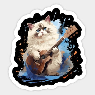 Ragdoll Cat Playing Guitar Sticker